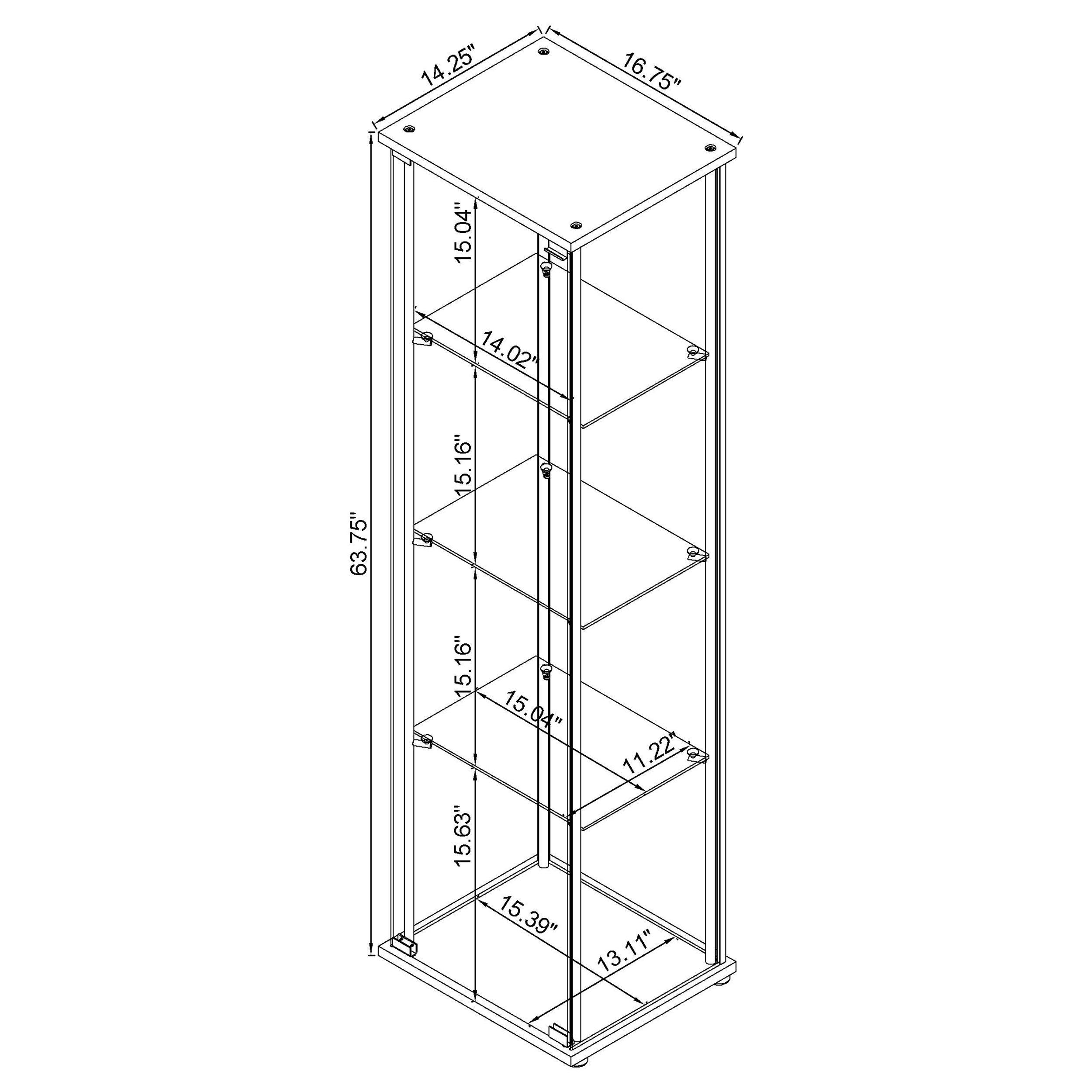 Bellatrix Rectangular 4-shelf Curio Cabinet Cappuccino and Clear