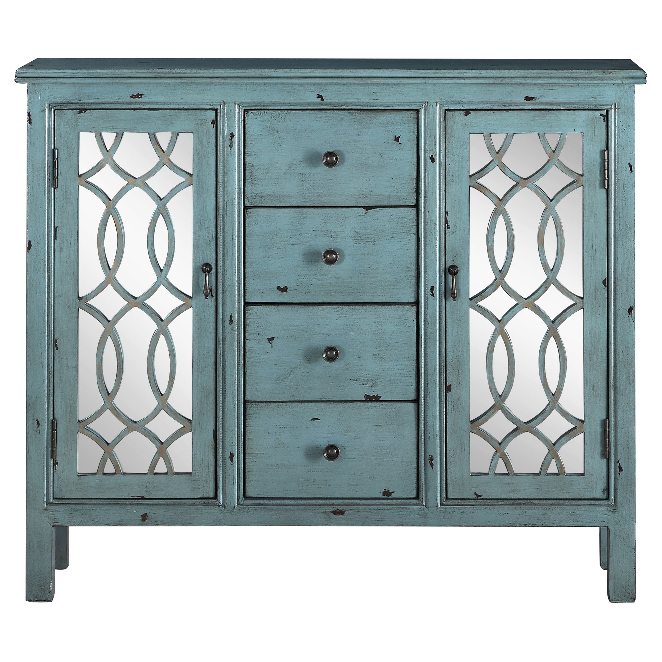 Rue 4-drawer Accent Cabinet Antique Blue