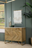 Keaton 2-door Accent Cabinet with Marble Top Natural and Antique Gold