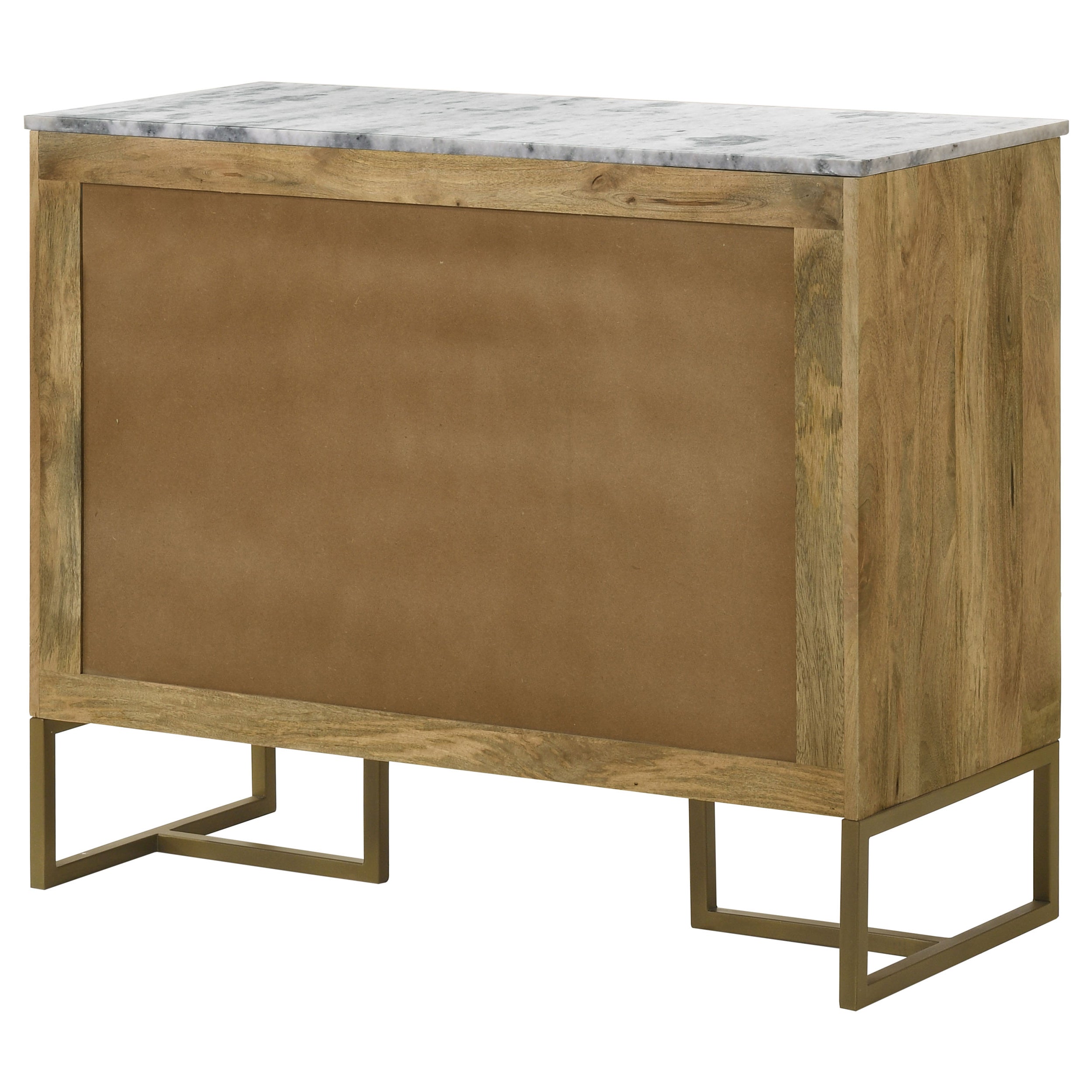 Keaton 2-door Accent Cabinet with Marble Top Natural and Antique Gold