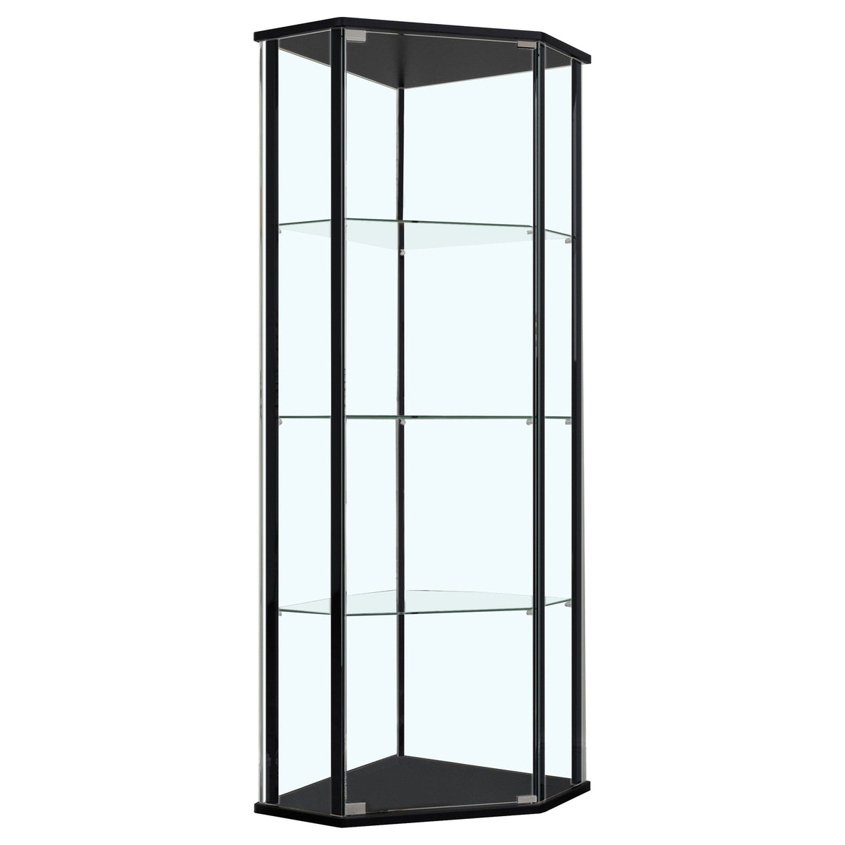 Zenobia Glass Shelf Curio Cabinet Clear and Black