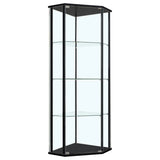 Zenobia Glass Shelf Curio Cabinet Clear and Black