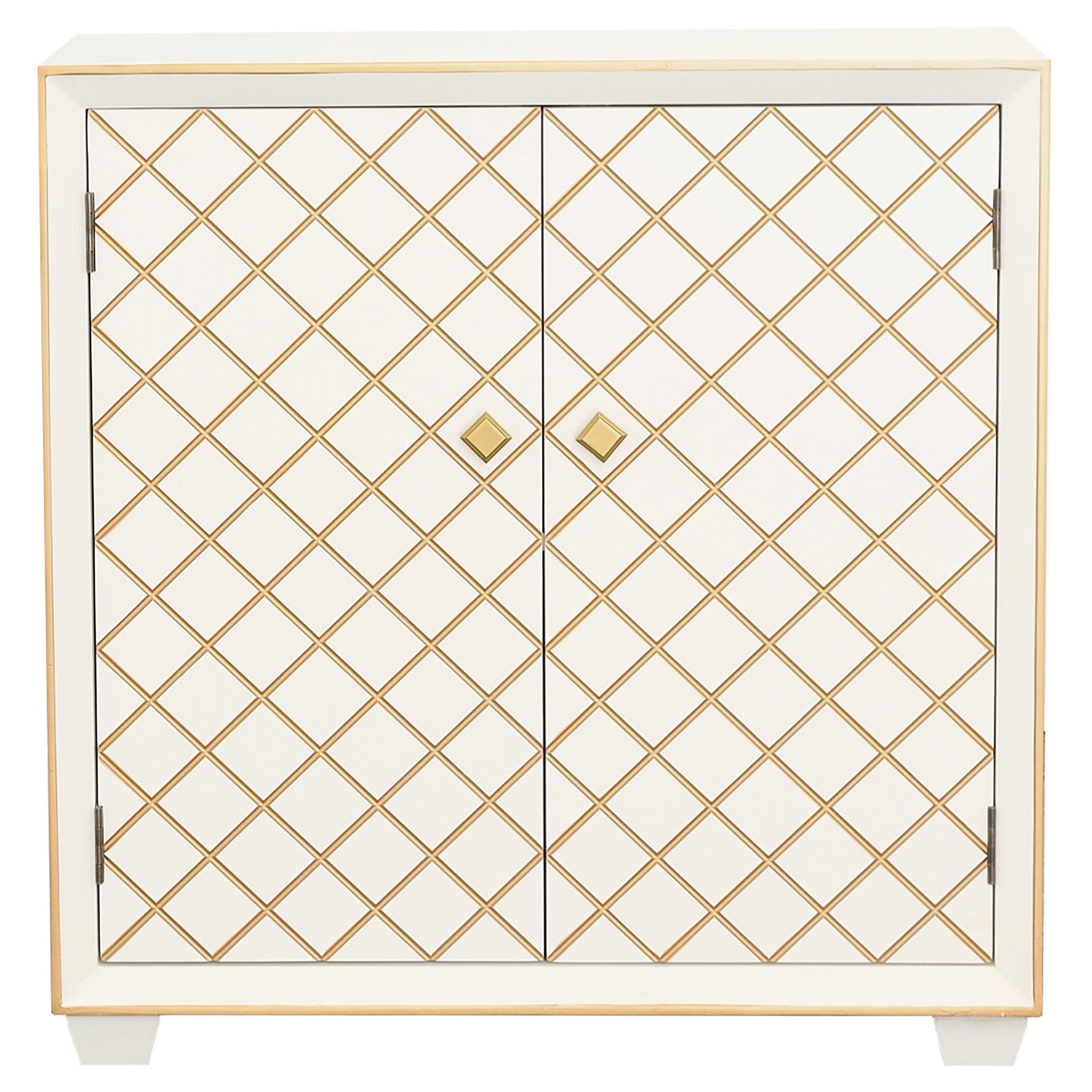 Belinda 2-door Accent Cabinet White and Gold