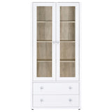 Hawthorne 4-shelf Glass Door Tall Cabinet with Drawers White