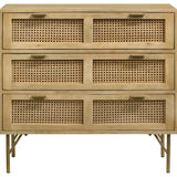 Zamora 3-drawer Accent Cabinet Natural and Antique Brass